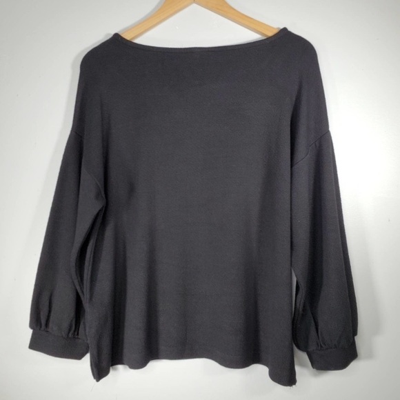 J. Crew Balloon‎ Sleeve Double-Knit Top Blouse Black Size L classic career - Picture 4 of 13